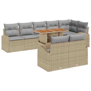 vidaXL Garten-Sofa-Set mit Kissen 9 pcs Beige und Hellgrau