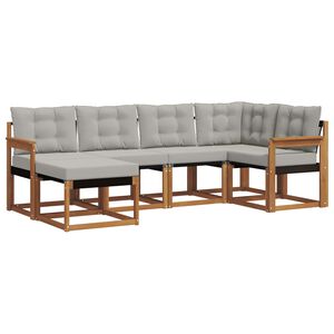vidaXL Outdoor-Sofagarnitur mit Kissen 6 pcs Nat&uuml;rlich und Hellgrau