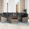 vidaXL Garten-Sofa-Set mit Kissen mit Speicher 8 pcs Grau Poly-Rattan