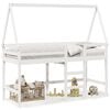 vidaXL Hochbett mit Leiter und Dach Wei&szlig; 90x190 cm Massivholz Kiefer