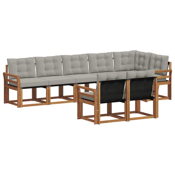 vidaXL Outdoor-Sofagarnitur mit Kissen 8 pcs Nat&uuml;rlich und Hellgrau
