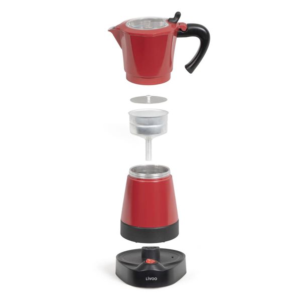 Livoo Elektrische Espressokocher Mokka 0,3 L 480 W Rot