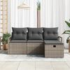 vidaXL Sofa Set mit Kissen mit Speicher 4 pcs Grau Poly-Rattan