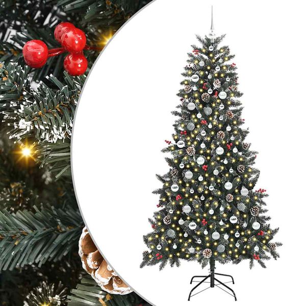 vidaXL K&uuml;nstlicher Weihnachtsbaum Gr&uuml;n 210 cm PVC, Plastik und Stahl