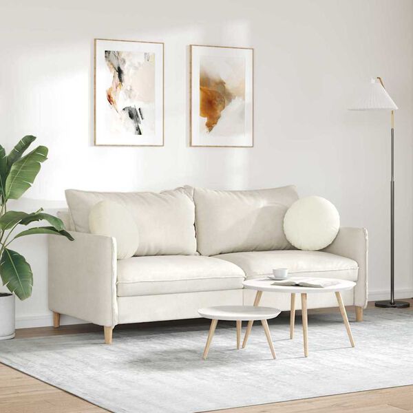 vidaXL Sitzkissen 2 St&uuml;ck Creme &Oslash; 40 x 13 cm Samt