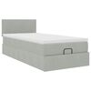 vidaXL Ottoman-Bett mit Matratze & LEDs Hellgrau 90x190 cm Samt
