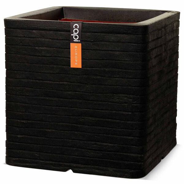 Capi Blumentopf Nature Row Quadratisch 40 x 40 cm Schwarz PKBLRO903