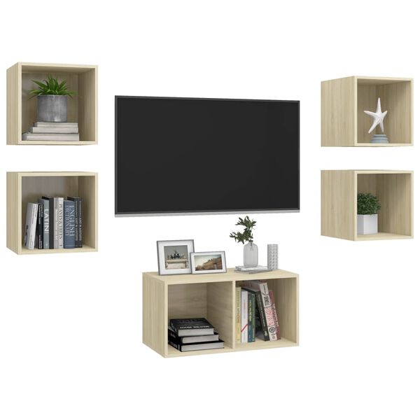 vidaXL 5-tlg. TV-Schrank-Set Sonoma-Eiche Holzwerkstoff