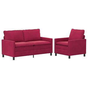 vidaXL Sofa Set 2 stk. Weinrot Samt