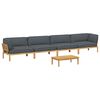 vidaXL Sofa Set mit Kissen Uni 5 pcs Anthrazit Massivholz Akazie