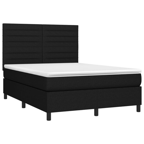 vidaXL Boxspringbett mit Matratze & LED Schwarz 140x190 cm Stoff