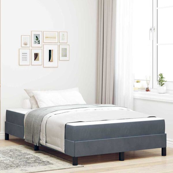 vidaXL Boxspringbett mit Matratze Dunkelgrau 120 x 220 cm Stoff