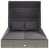 vidaXL Sonnenliege mit Faltdach Grau 200x114x128 cm Poly Rattan