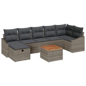 vidaXL Gartensofa-set mit Kissen mit Speicher 8 pcs Grau Poly-Rattan