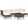 vidaXL 7-tlg. Garten-Lounge-Set mit Auflagen Poly Rattan Braun