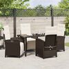 vidaXL Garten Essgruppe mit Kissen 5 pcs Braun Poly-Rattan