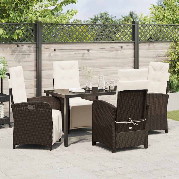 vidaXL Garten Essgruppe mit Kissen 5 pcs Braun Poly-Rattan