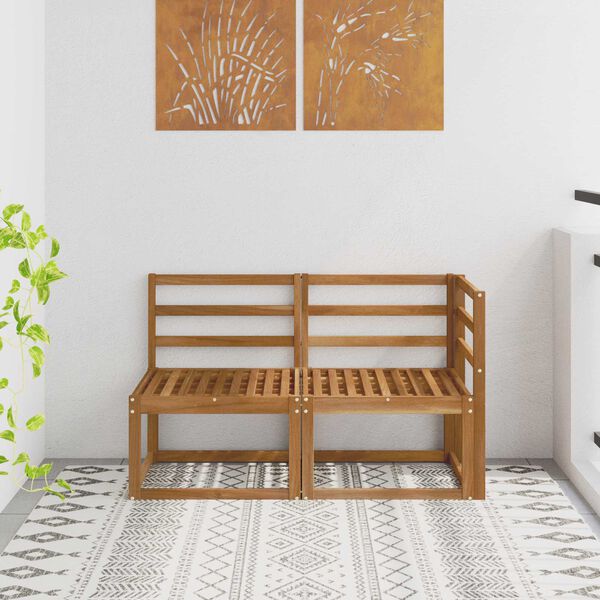 vidaXL Outdoor Mittel- und Ecksofa 2 St&uuml;ck Natur Massivholz Akazie