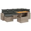 vidaXL 7-tlg. Garten-Sofagarnitur mit Kissen Grau Poly Rattan