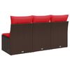 vidaXL Gartensofa mit Kissen 3-Sitzer Braun Poly Rattan