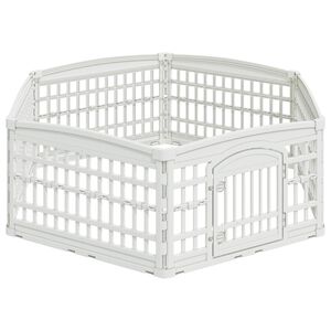 vidaXL 6-Panel-Hundespielplatz 177,5 x 154,5 x 58 cm Kunststoff Wei&szlig;
