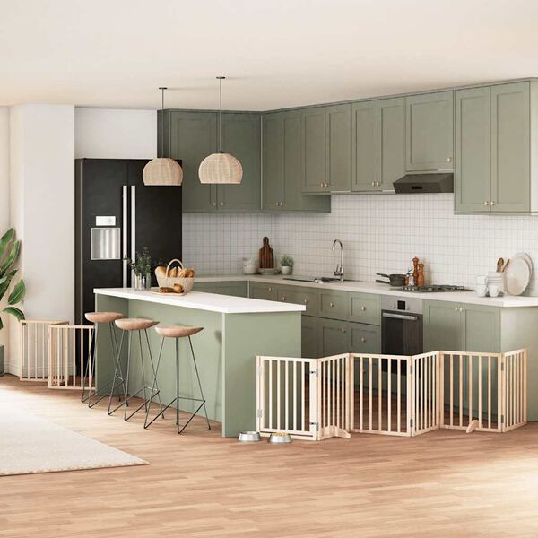 vidaXL 9-tlg. Hundetor mit T&uuml;r Faltbar 450 cm Pappelholz