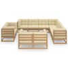 vidaXL 12-tlg. Garten-Lounge-Set mit Kissen Honigbraun Massivholz
