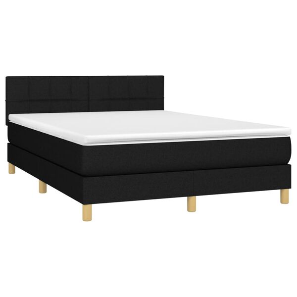 vidaXL Boxspringbett mit Matratze & LED Schwarz 140x190 cm Stoff