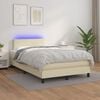 vidaXL Boxspringbett mit Matratze & LED Creme 120x200 cm Kunstleder