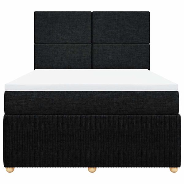 vidaXL Boxspringbett mit Matratze Schwarz 140x190 cm Stoff