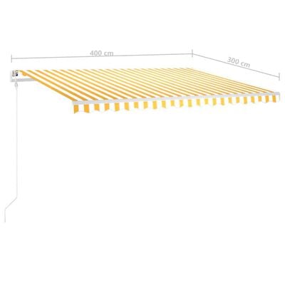 vidaXL Markise Manuell Einziehbar mit LED 4x3 m Gelb und Weiß