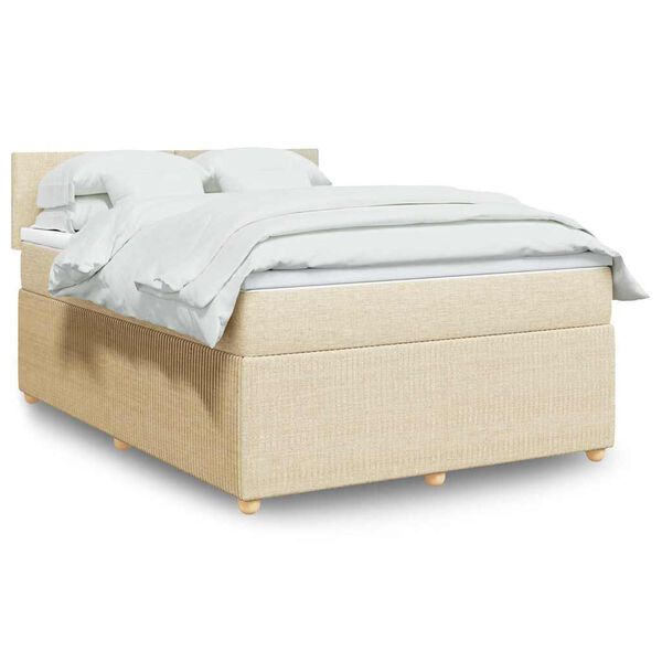vidaXL Boxspringbett mit Matratze Creme 140x200 cm Stoff