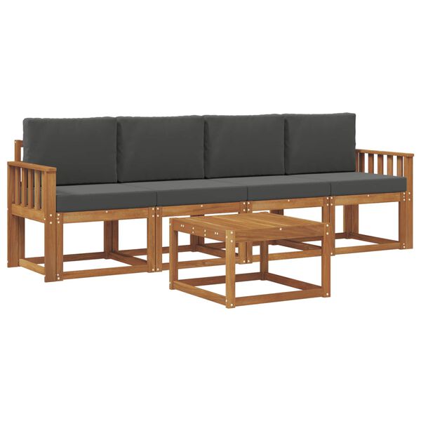 vidaXL Outdoor-Sofagarnitur mit Kissen 5 pcs Natur und Anthrazit