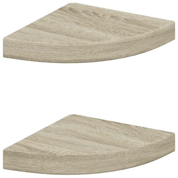 vidaXL Eck-Schweberegale 2 Stk. Eichen-Optik 25x25x3,8 cm MDF