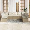 vidaXL Gartensofa-set mit Kissen 7 pcs Beige und Wei&szlig; Poly-Rattan