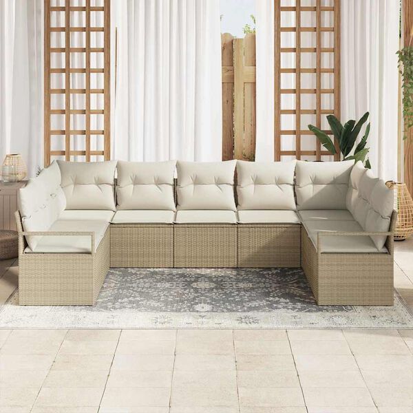 vidaXL Gartensofa-set mit Kissen 7 pcs Beige und Wei&szlig; Poly-Rattan