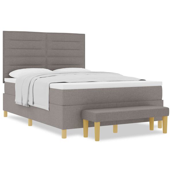 vidaXL Boxspringbett mit Matratze Taupe 140 x 190 cm Stoff