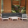 vidaXL 8-tlg. Garten-Lounge-Set mit Kissen Wei&szlig; Kiefer Massivholz