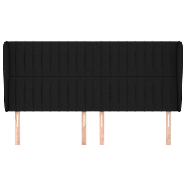 vidaXL Kopfteil mit Ohren Schwarz 163x23x118/128 cm Stoff