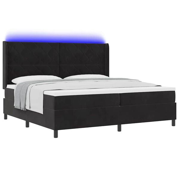 vidaXL Boxspringbett mit Matratze Schwarz 200 x 200 cm Samt
