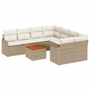 vidaXL Gartensofa-set mit Kissen 9 pcs Beige Poly-Rattan