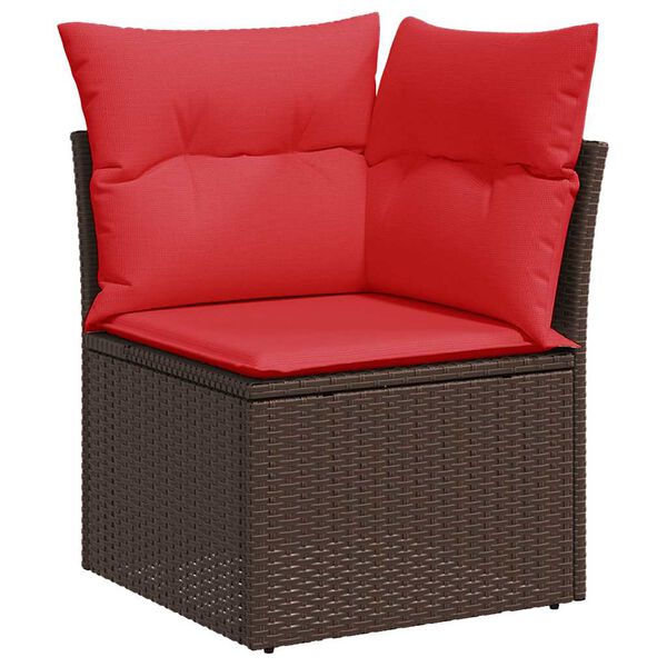 vidaXL 6-tlg. Garten-Sofagarnitur mit Kissen Braun Poly Rattan Akazie