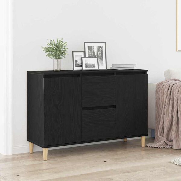 vidaXL Sideboard mit Schubladen Schwarz 101 x 35 x 60 cm Holzwerkstoff