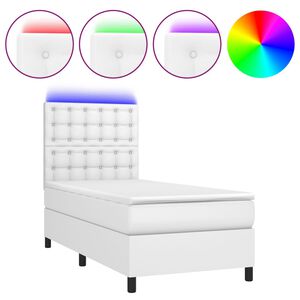 vidaXL Boxspringbett mit Matratze & LED Wei&szlig; 80x200 cm Kunstleder