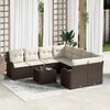 vidaXL Gartensofa-set mit Kissen mit Speicher 9 pcs Braun Poly-Rattan