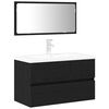 vidaXL Badezimmerm&ouml;bel-Set 3 pcs Schwarz Eichen-Optik Holzwerkstoff
