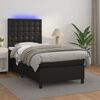 vidaXL Boxspringbett mit Matratze & LED Schwarz 90x200 cm Kunstleder