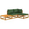 vidaXL 4-tlg. Garten-Lounge-Set mit Gr&uuml;nen Kissen Massivholz