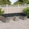 vidaXL Garten-Sofa-Set mit Kissen mit Speicher 11 pcs Grau Poly Rattan