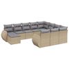 vidaXL 11-tlg. Garten-Sofagarnitur mit Kissen Beige Poly Rattan